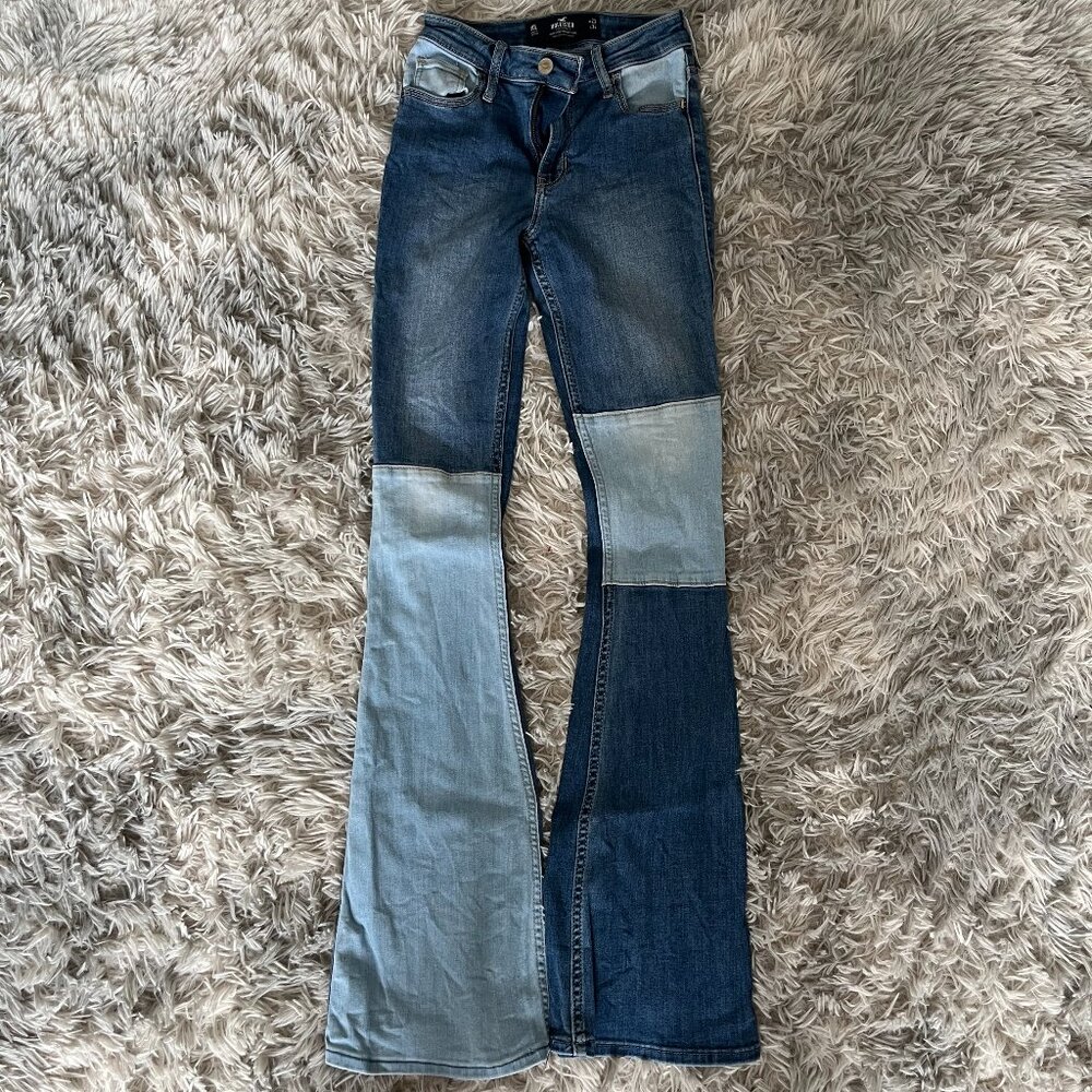 patchwork Hollister flare jeans